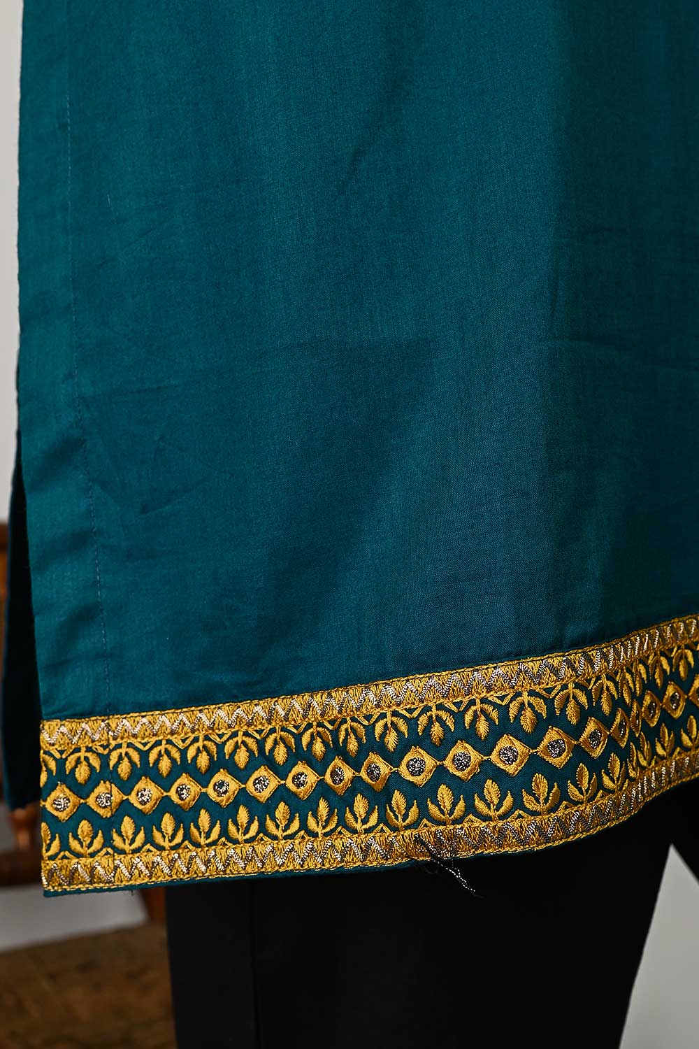 P-04-23-Turquoise - Fallen - Cambric Embroidered Kurti