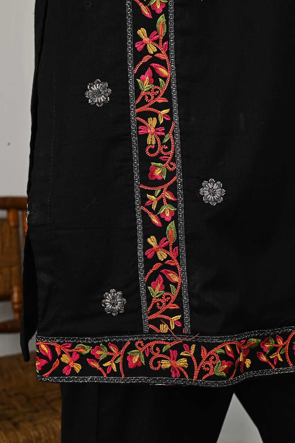 P-83-22-Black - Bourne - Cambric Embroidered Kurti