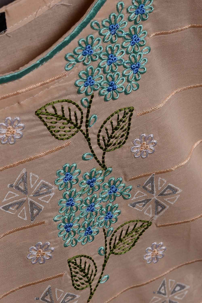 Cambric Embroidered & Printed Kurti – Triangle (P-247-19-Peach)