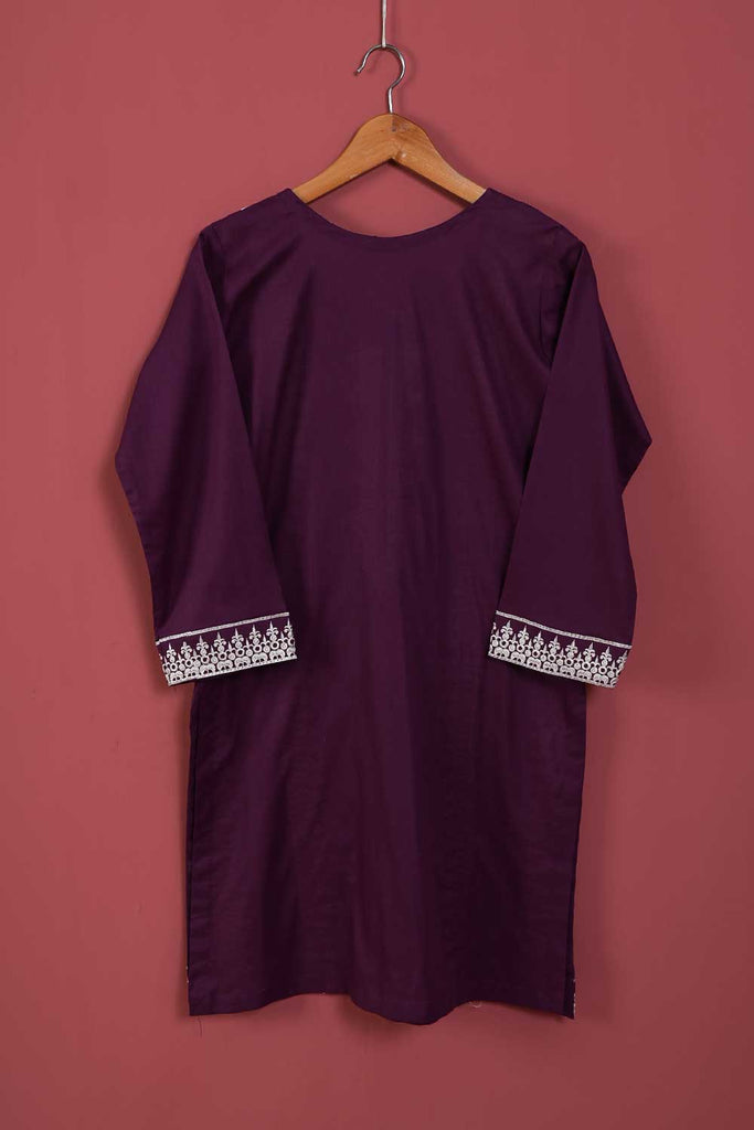 (PSW-08A-21-Purple) - Cotton Embroidered Stitched Kurti