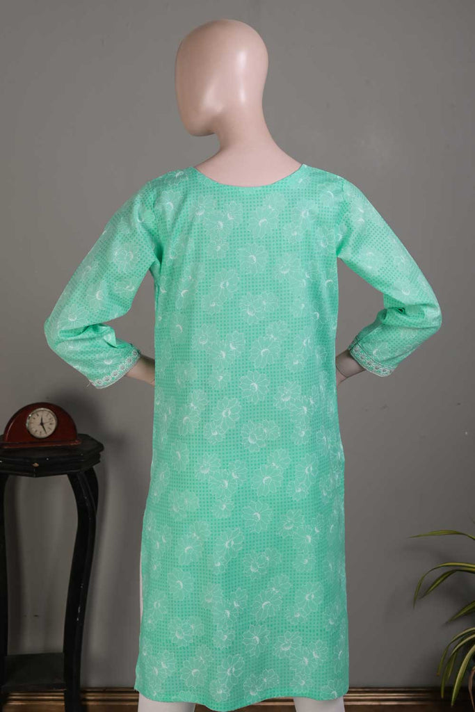P-34-22-SeaGreen - Roots - Cambric Embroidered & Printed Kurti