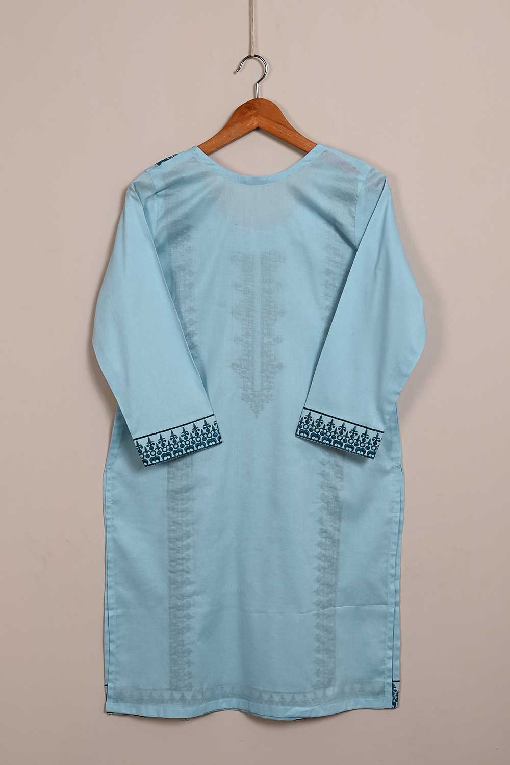 P-94-21-GreyishBlue - PY-17 - Cambric Embroidered Kurti