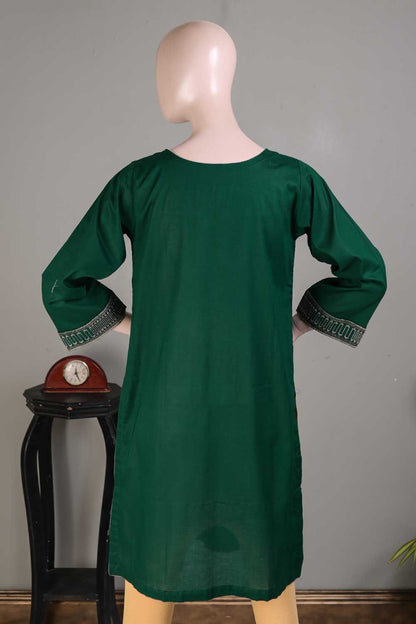 (PSW-06D-Green) - Cotton Embroidered Stitched Kurti