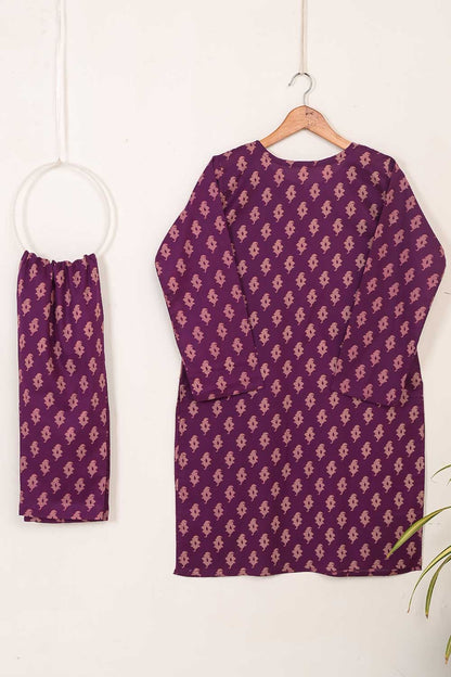 P-52-22-Purple - Co-ord set 2Pc (Leaf Print) | 2Pc Cambric Printed Shirt With Printed Trouser