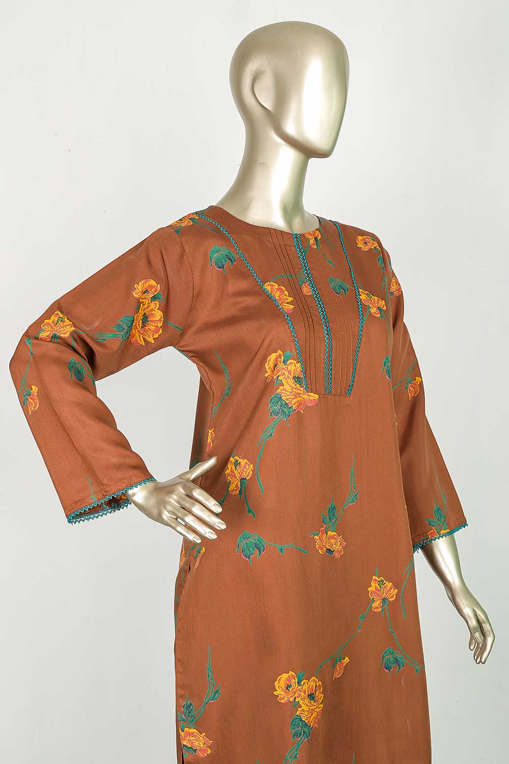 P-87-22-Rust - Viscose V-Gala | 2Pc Cambric Printed Shirt With Printed Trouser