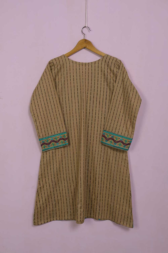 Sea Breeze (P-69-21-Khaaki) -  Cambric Printed & Embroidered Kurti
