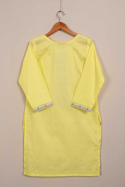 P-91-21-Yellow - PY-14 - Cambric Embroidered Kurti