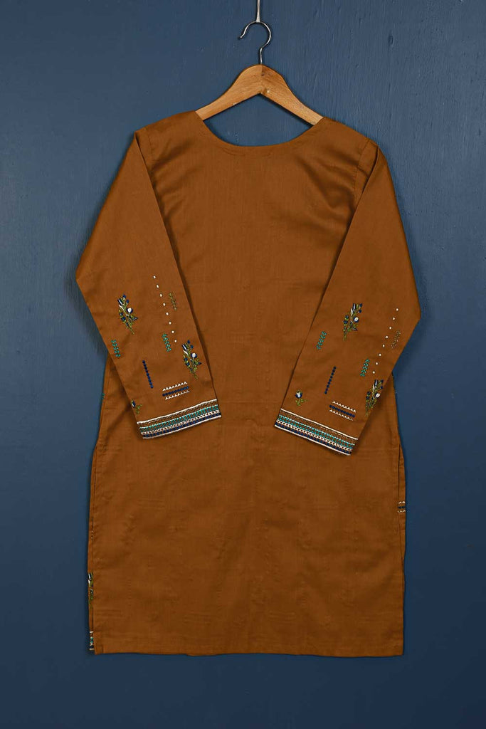P-106-21-Rust - Bouquet - Cambric Embroidered Kurti