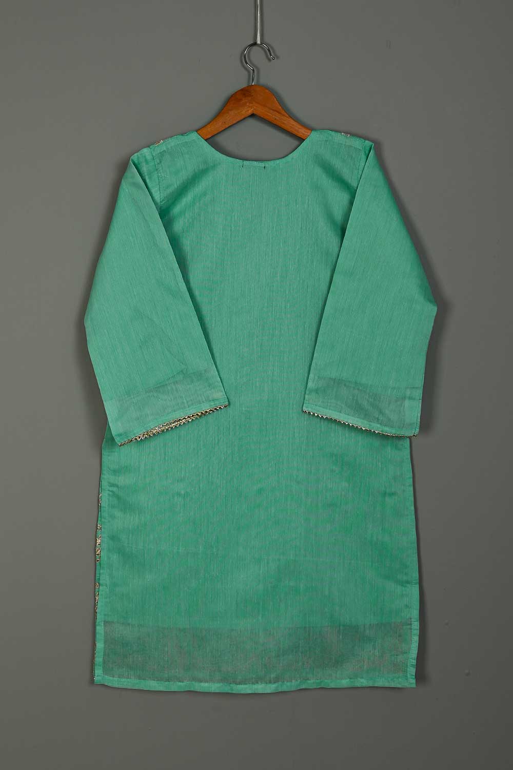 P-104-21-Sea Green - Paper Cotton 5 - Paper Cotton Embroidered Kurti