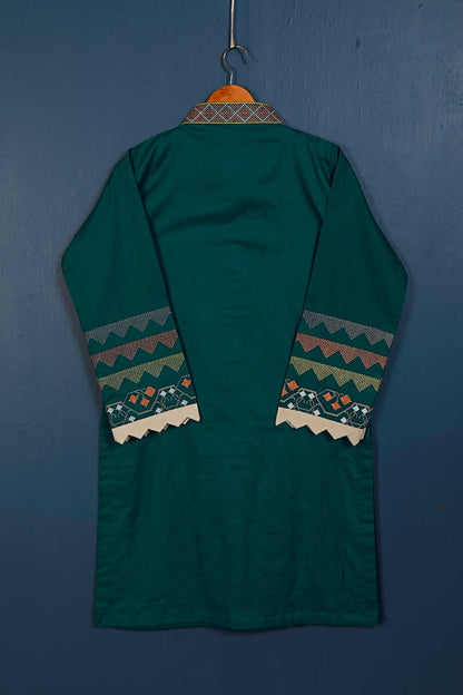 P-112-21-Turquoise - Pyramid Tree - Cambric Embroidered Kurti