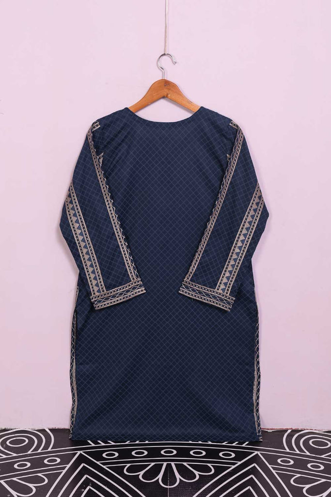 Cambric Printed & Embroidered Kurti - Cross Circle (P-14-21-Blue)