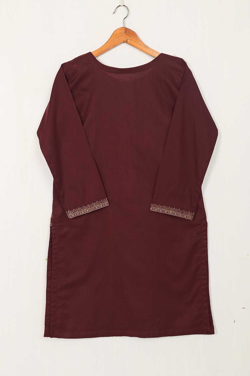 P-45-22-Maroon - Stonage - Cambric Embroidered Kurti