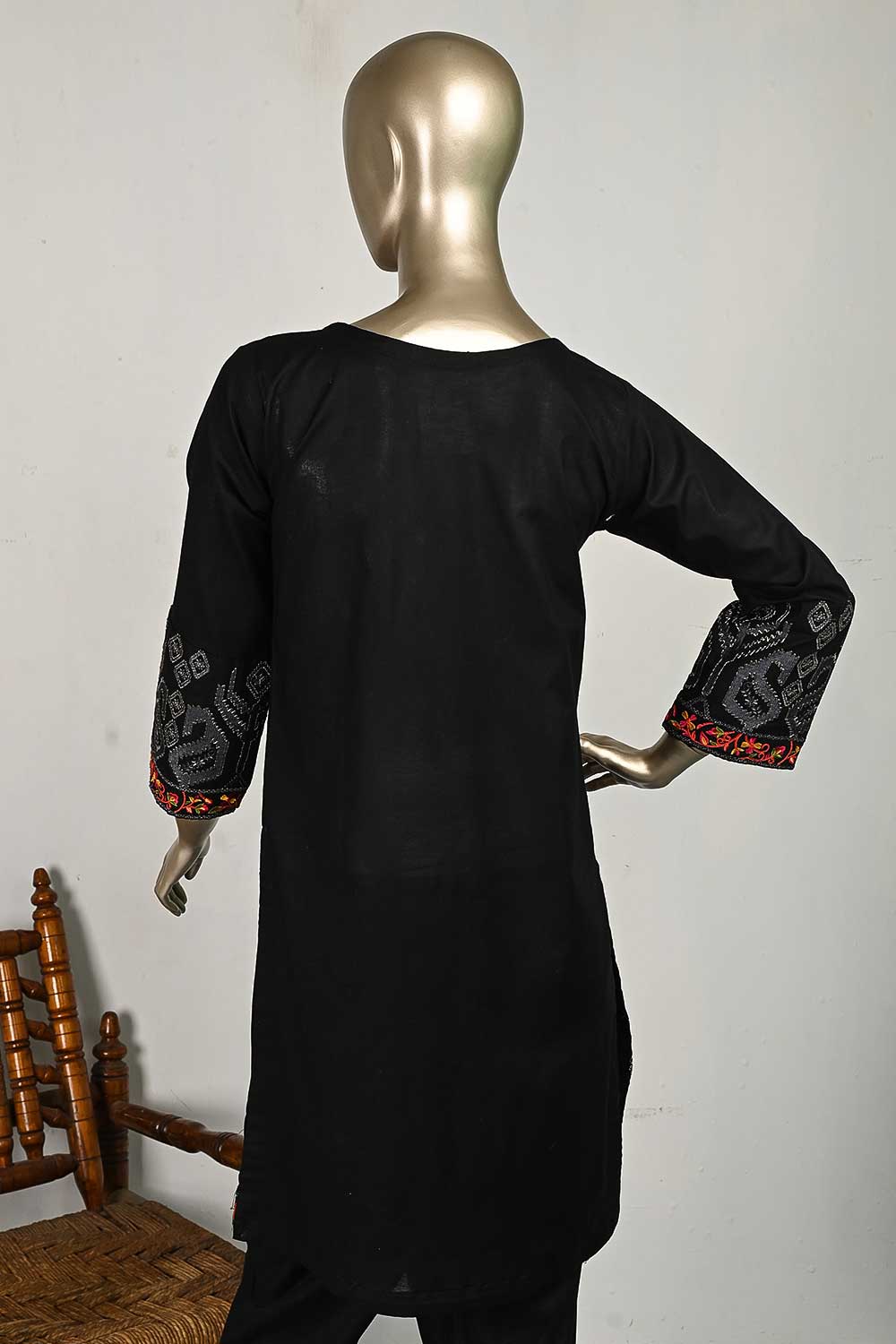 P-83-22-Black - Bourne - Cambric Embroidered Kurti