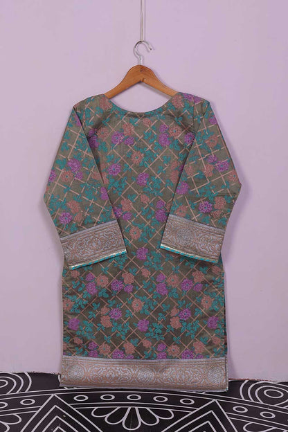 Sheep (P-58-21-Grey) - Paper Cotton Gold Printed Kurti