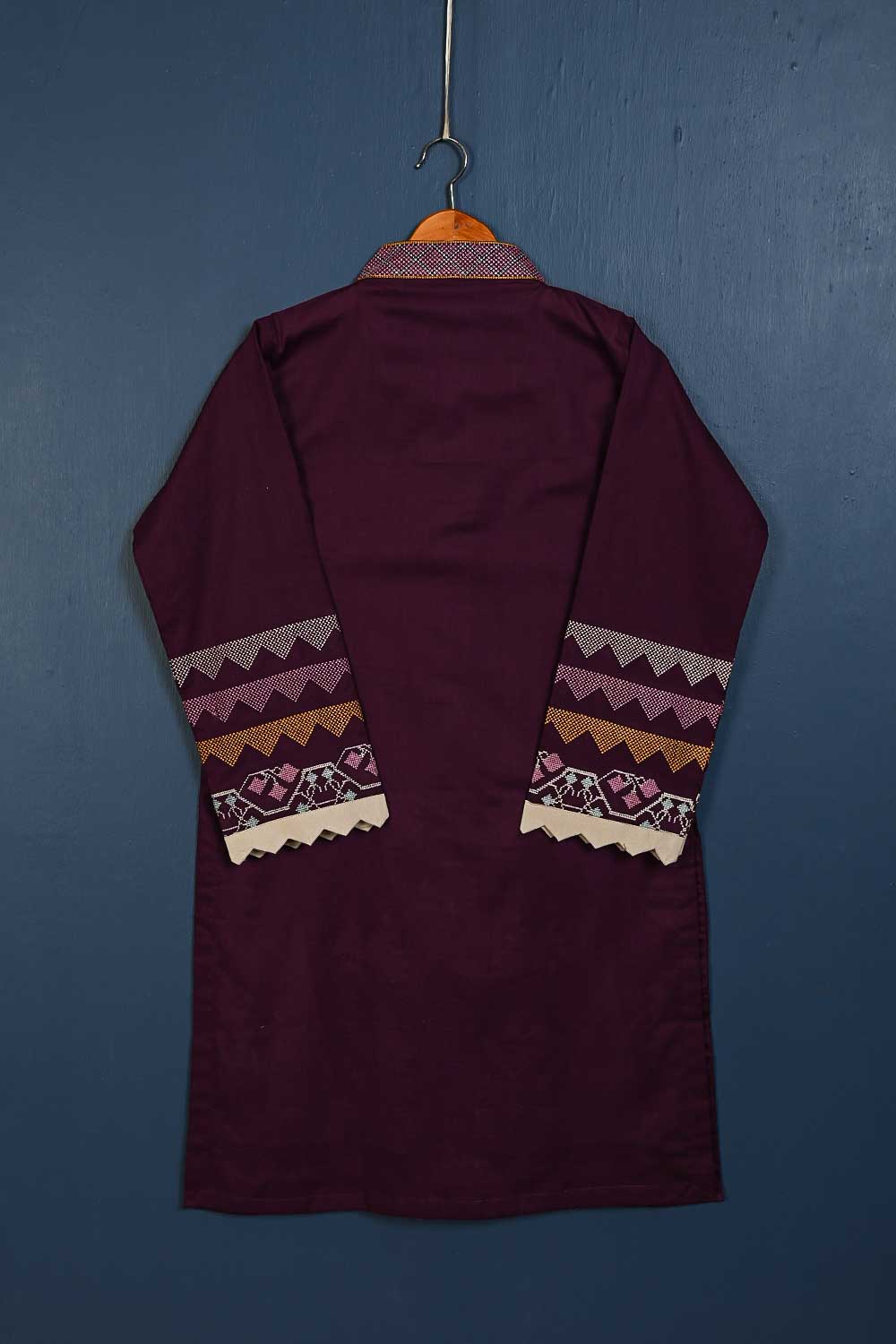 P-112-21-Purple - Pyramid Tree - Cambric Embroidered Kurti