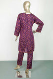 P-86-22-Purple - Viscose Tiny Rose | 2Pc Cambric Printed Shirt With Printed Trouser