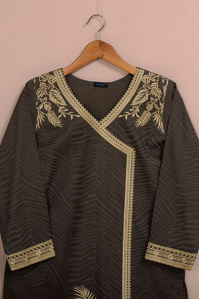 Cambric Embroidered & Printed Kurti - Loop - (P-258-19-Dusty)