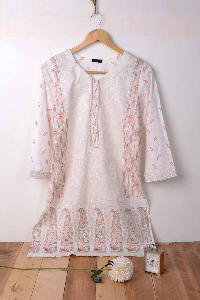 Cambric Embroidered & Printed Kurti - Almond (P-204-19-WP)
