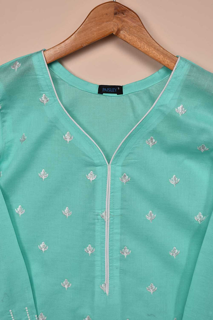 Cotton Embroidered Stitched Kurti - Arrow Sequence (ES-002B-SkyBlue)