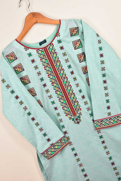 Cambric Embroidered Kurti - Axis (P-33-21-Ferozi)