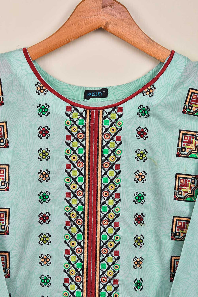 Cambric Embroidered Kurti - Axis (P-33-21-Ferozi)