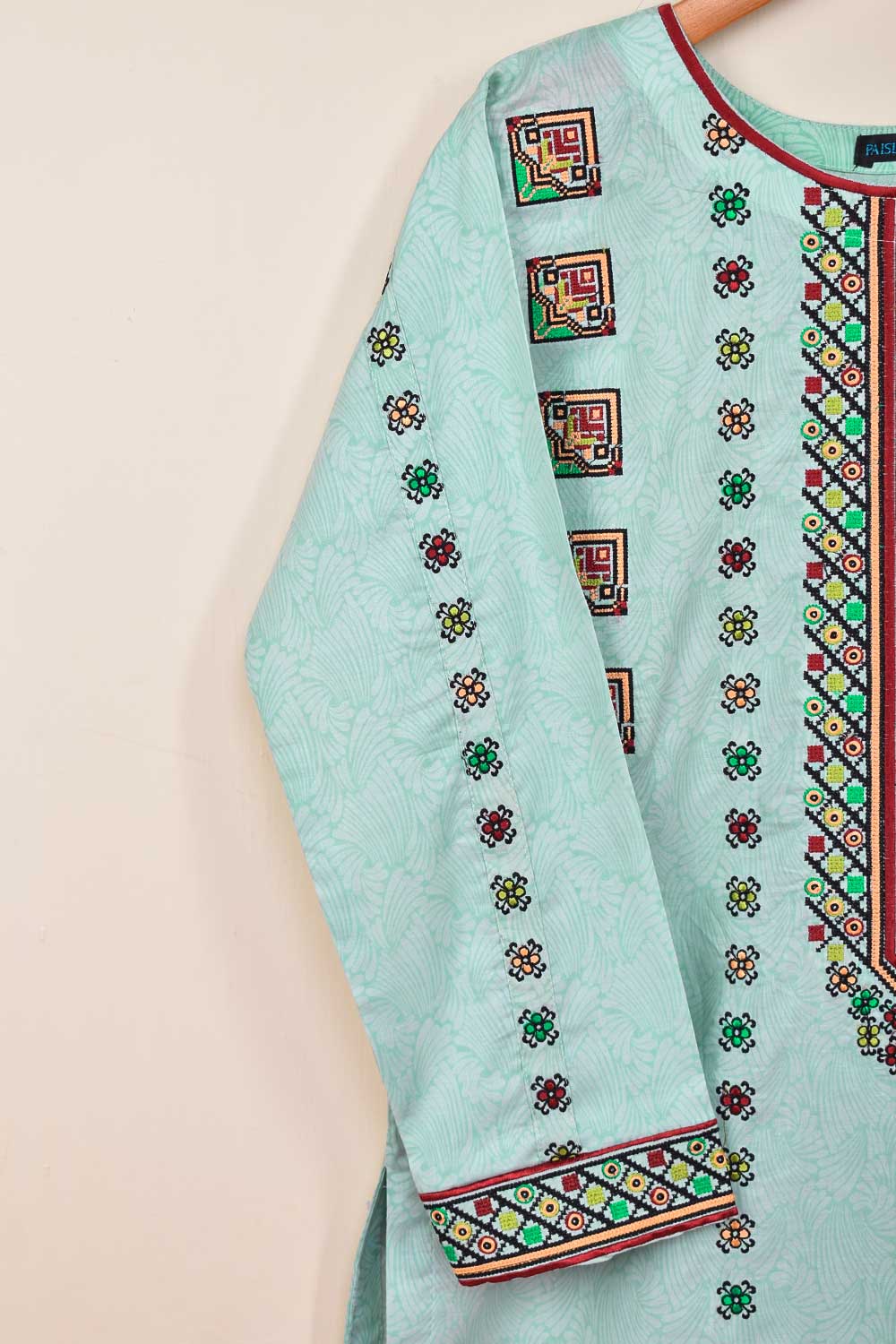 Cambric Embroidered Kurti - Axis (P-33-21-Ferozi)