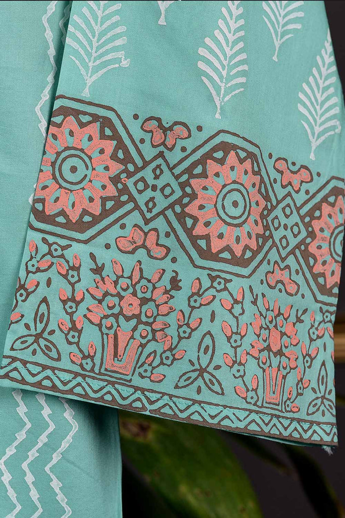 Cambric Printed & Embroidered Kurti - BZ (P-211-19-Ferozi)