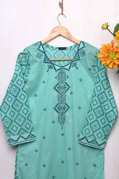 Cambric Embroidered & Printed Kurti  - Barfi (P-181-19-SG)