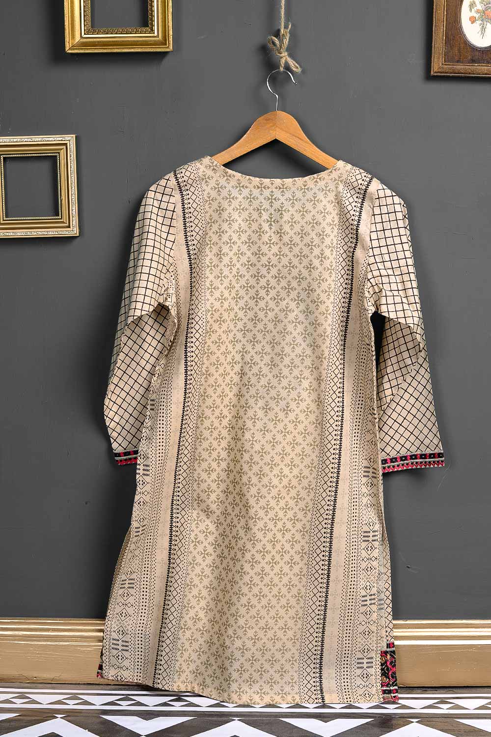 Cambric Printed & Embroidered Kurti - Black Arrow Skin P-66-17-SK