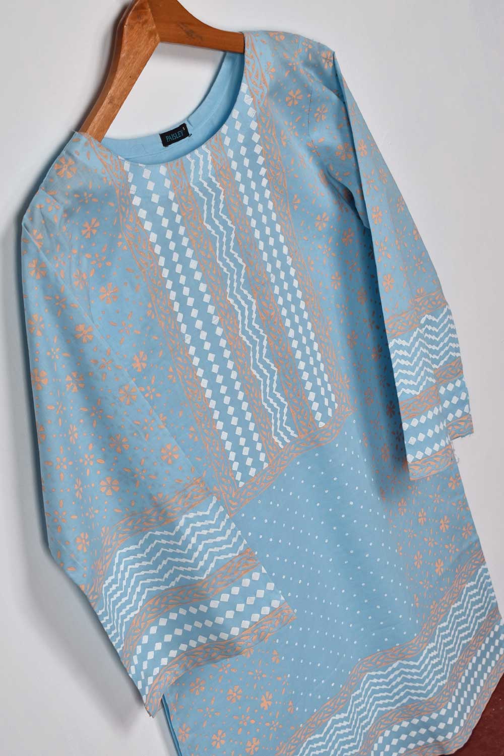 Cambric Printed Kurti - Block Print 2 (P-73-20-Ferozi)