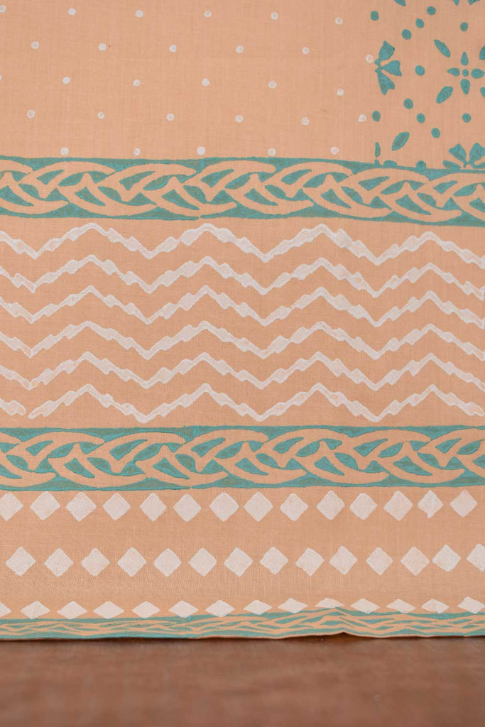 Cambric Printed Kurti - Block Print 2 (P-73-20-Peach)