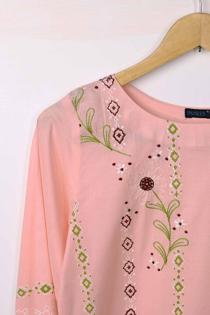 Cambric Embroidered & Printed Kurti - Block Tex (P-203-19-PP)