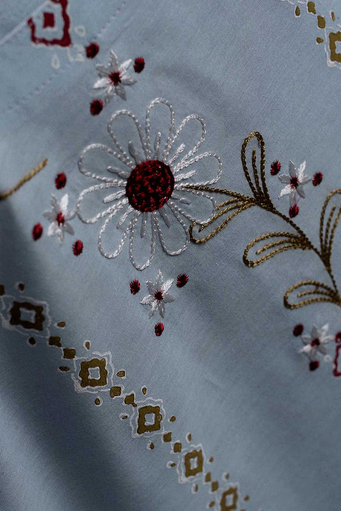Cambric Embroidered & Printed Kurti - Block Tex (P-203-19-SkyBlue)