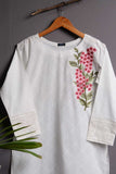Cambric Embroidered & Printed Kurti - Blush (P-264-19-White)