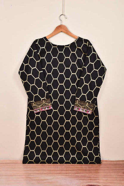 Cambric Printed & Embroidered Kurti - Boost (P-32-21-Black)