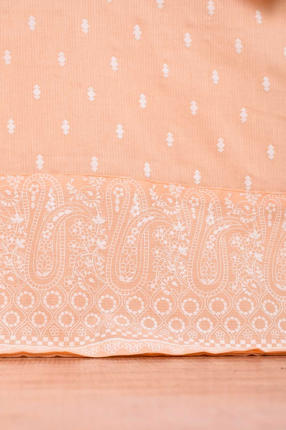 Cambric Embose Printed Kurti - Booti Embose (P-61-21-Peach)