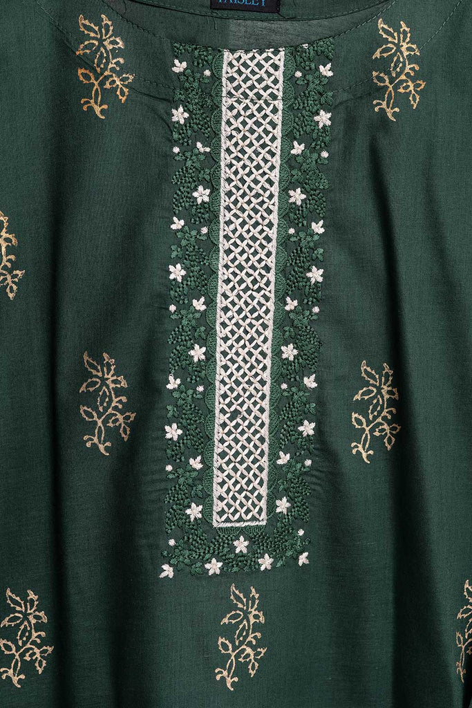 Cambric Printed & Embroidered Kurti - Boxes (P-221-19-G)
