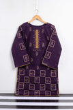 Cambric Embroidered & Printed Kurti - Boxes (P-221-19-Purple)