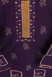 Cambric Embroidered & Printed Kurti - Boxes (P-221-19-Purple)