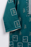 Cambric Embroidered & Printed Kurti - Boxes (P-221-19-Turquoise)