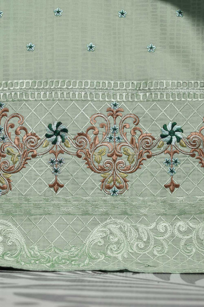 Cambric Printed & Embroidered Kurti - Brick Print (P-09-21-LightGreen)