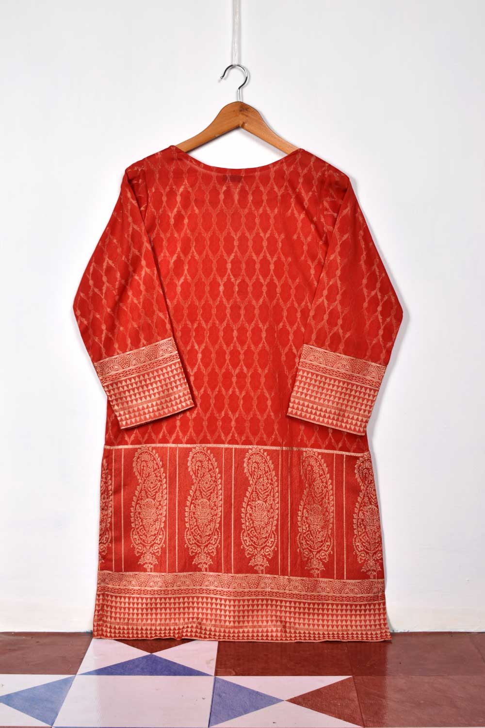 Banarsi Jacquard Kurti - Carry Daman (JT-04-Red)