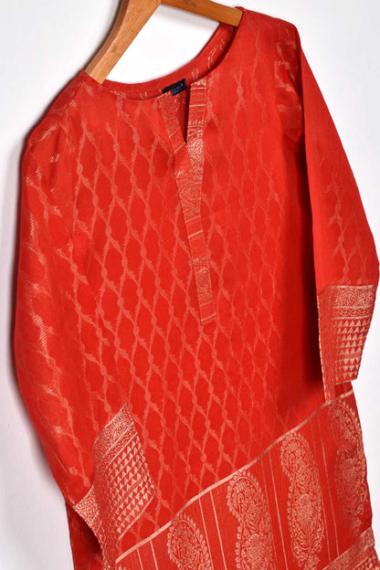 Banarsi Jacquard Kurti - Carry Daman (JT-04-Red)