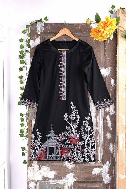 Cambric Embroidered Kurti - China Town P-58-18-BLK