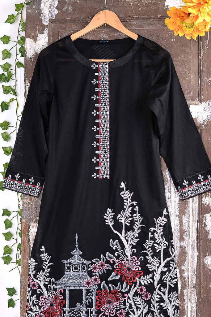 Cambric Embroidered Kurti - China Town P-58-18-BLK