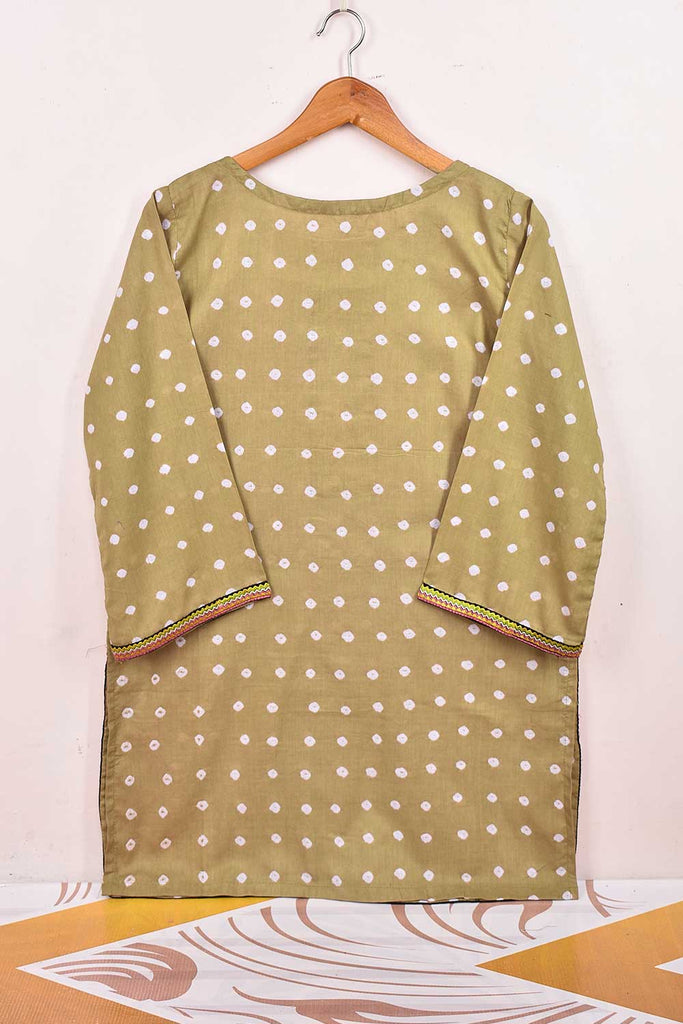 Cambric Printed & Embroidered Kurti - Chunri Lawn Shirt (P-CL-21-Mehendi)