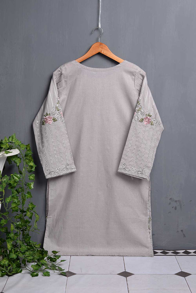 Cambric Embroidered & Printed Kurti - Classic (P-239-19-Grey)