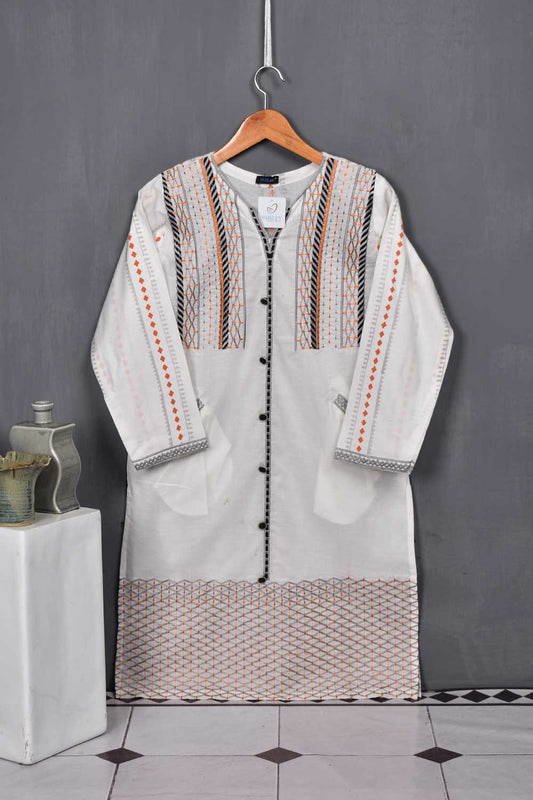 Embroidered Kurti with Pockets - Cobra white (P-244-19-White)