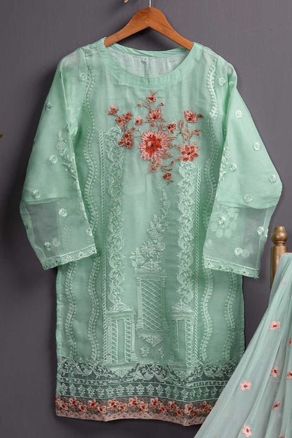 Organza Embroidered Kurti with Chiffon Dupatta - Cold Light (P-35-20-SG)