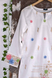 Cambric Embroidered Kurti - Color Candy (P-78-18-White)